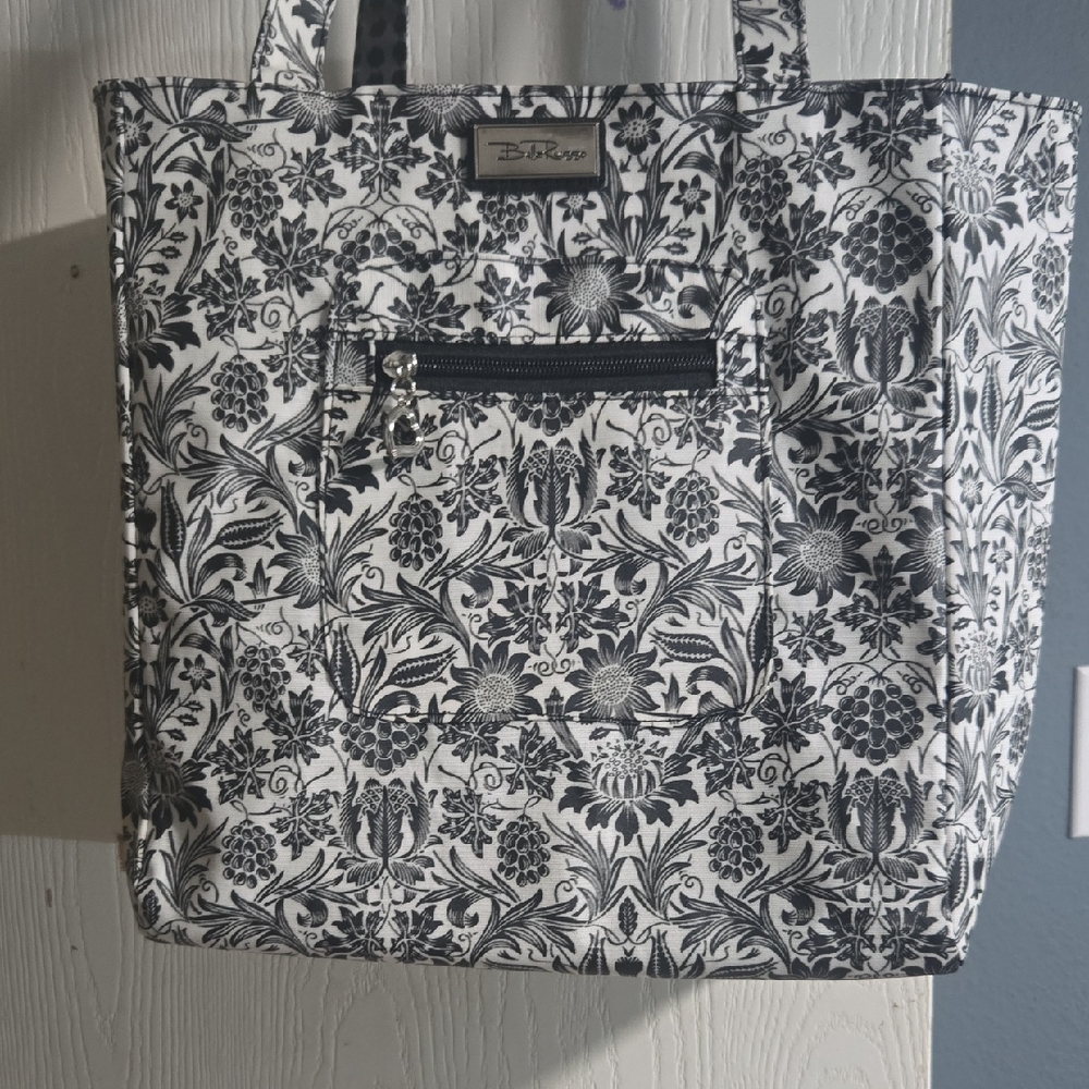 Bella Russo Black & White Floral-Print Tote